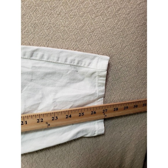 H&M Pants Womens 4 White Visible 4-Buttons High-Waist Pleated Paper Bag Trousers - Picture 5 of 11